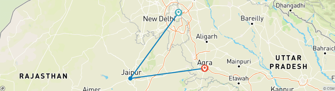 Karte mit der Reiseroute