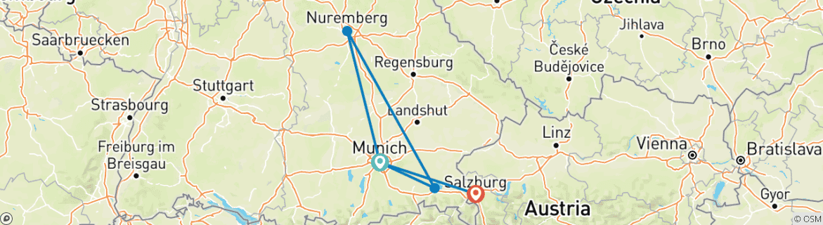 Image d'une carte montrant l'itinéraire du circuit