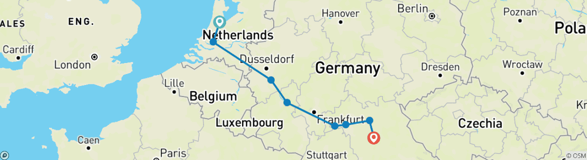 Image d'une carte montrant l'itinéraire du circuit