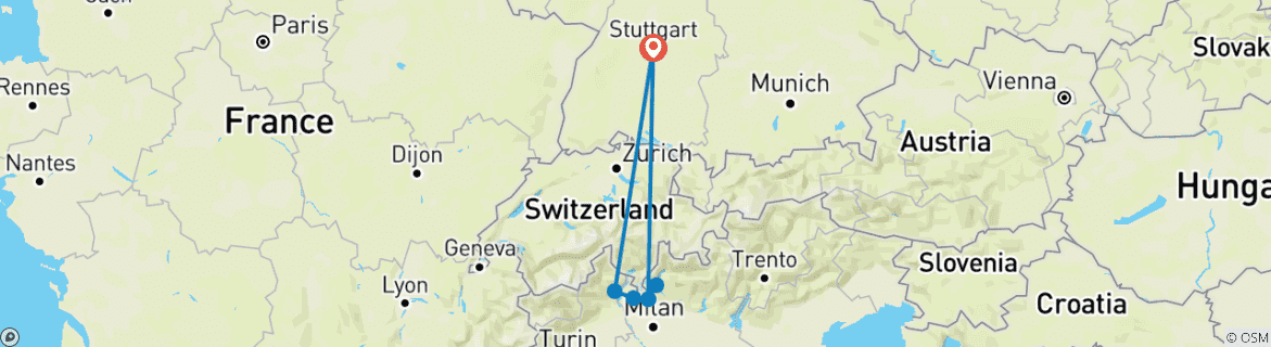 Image d'une carte montrant l'itinéraire du circuit