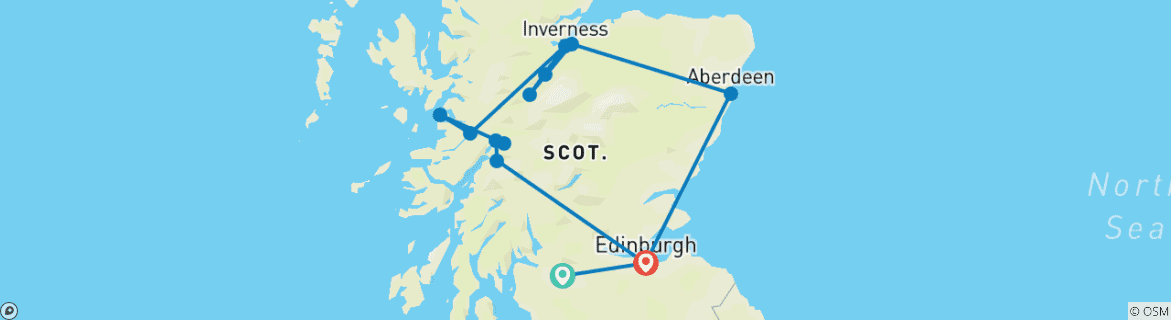 Image d'une carte montrant l'itinéraire du circuit