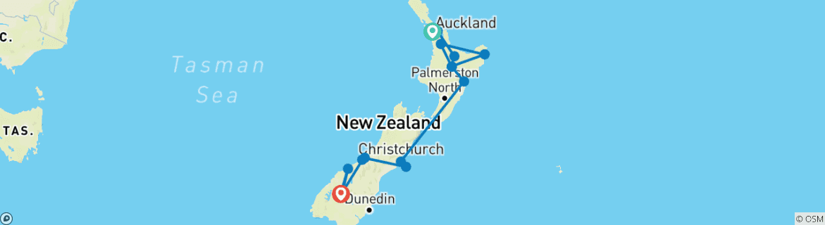 Image d'une carte montrant l'itinéraire du circuit