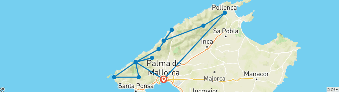 Image d'une carte montrant l'itinéraire du circuit