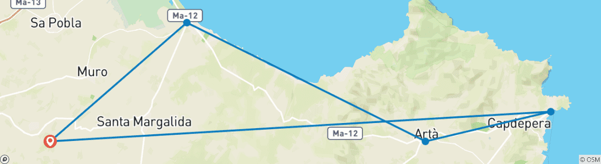 Image d'une carte montrant l'itinéraire du circuit