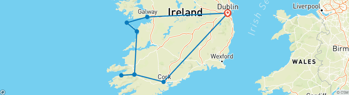 Image d'une carte montrant l'itinéraire du circuit