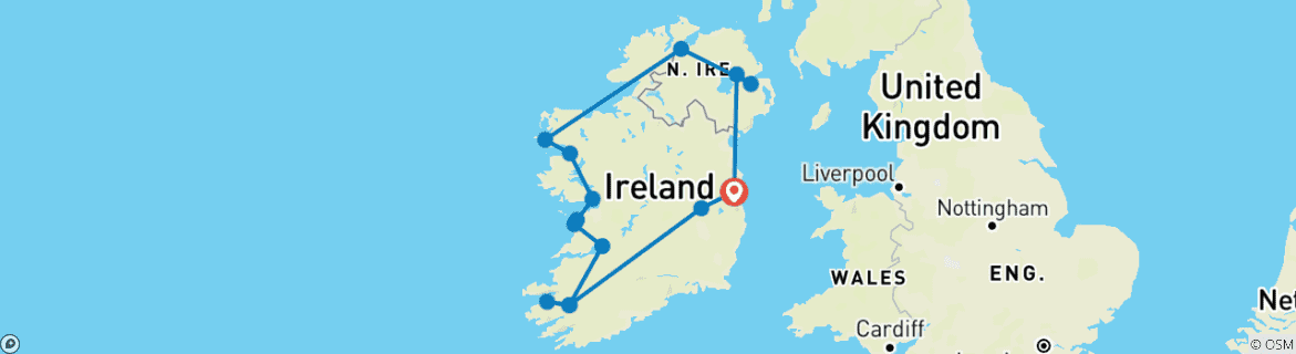 Image d'une carte montrant l'itinéraire du circuit