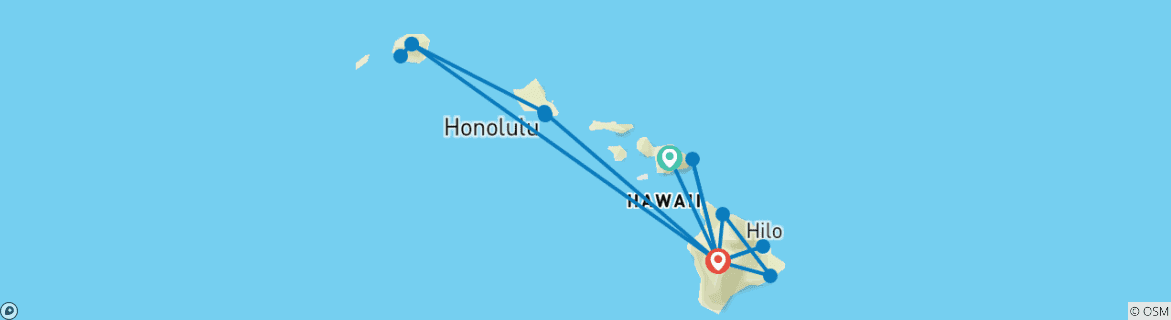 Foto van een kaart met de route van de rondreis