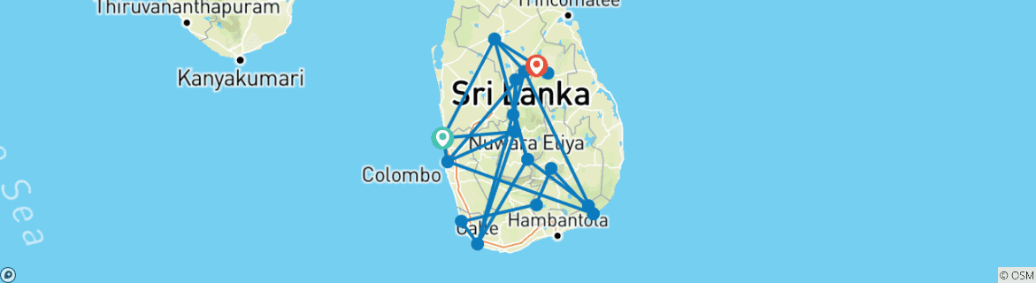 Image d'une carte montrant l'itinéraire du circuit