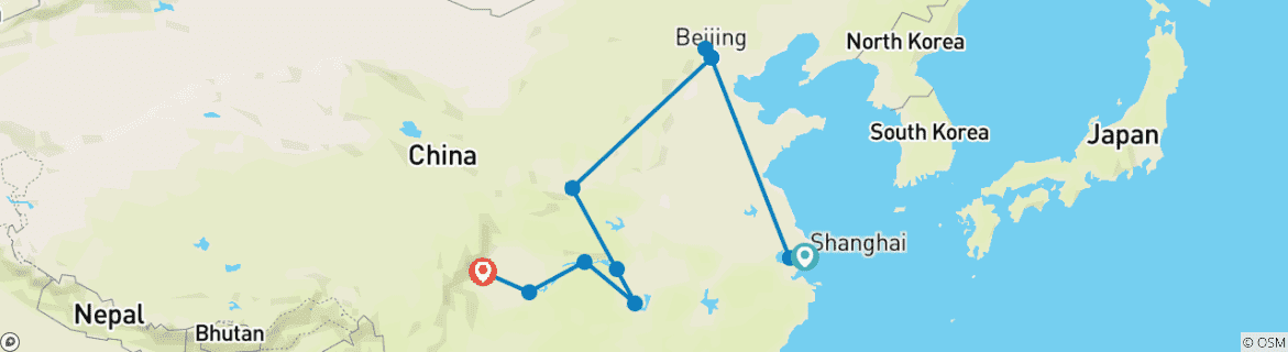 Foto van een kaart met de route van de rondreis