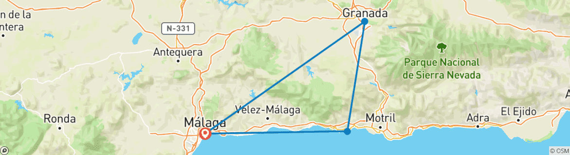 Image d'une carte montrant l'itinéraire du circuit