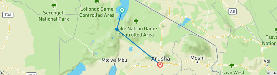 Karte mit der Reiseroute