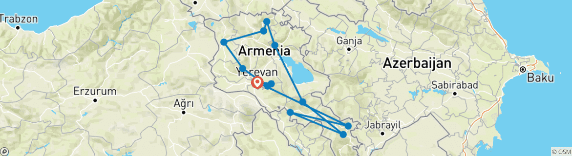 Image d'une carte montrant l'itinéraire du circuit