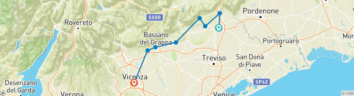 Image d'une carte montrant l'itinéraire du circuit