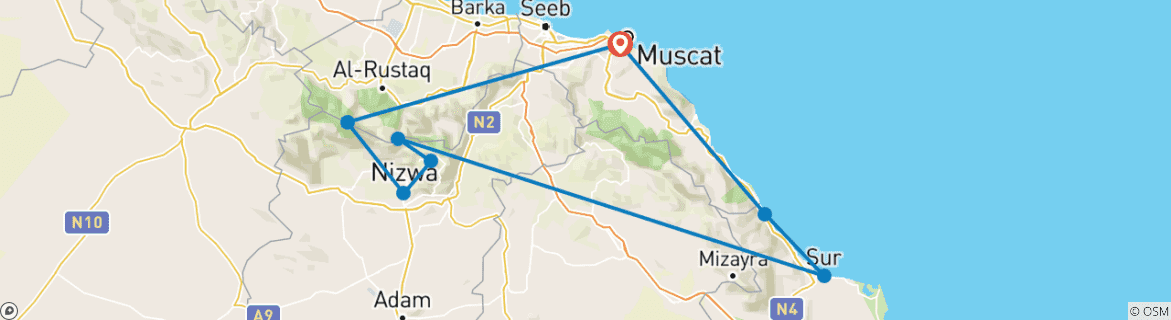 Image d'une carte montrant l'itinéraire du circuit