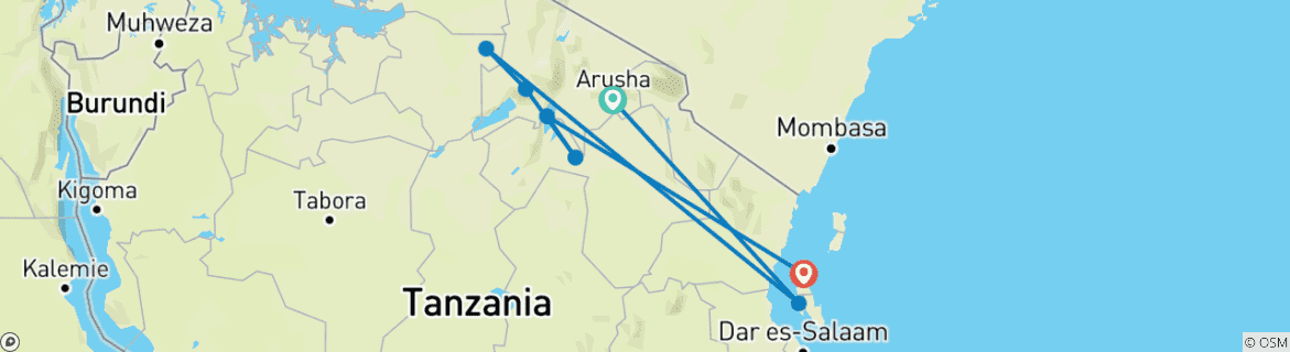 Image d'une carte montrant l'itinéraire du circuit