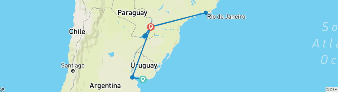 Karte mit der Reiseroute