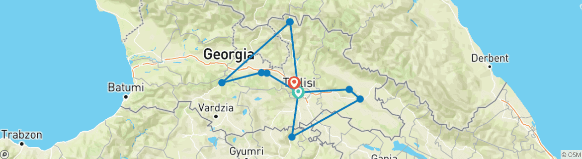 Foto van een kaart met de route van de rondreis