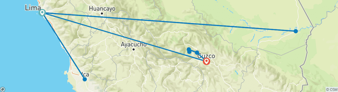 Image d'une carte montrant l'itinéraire du circuit