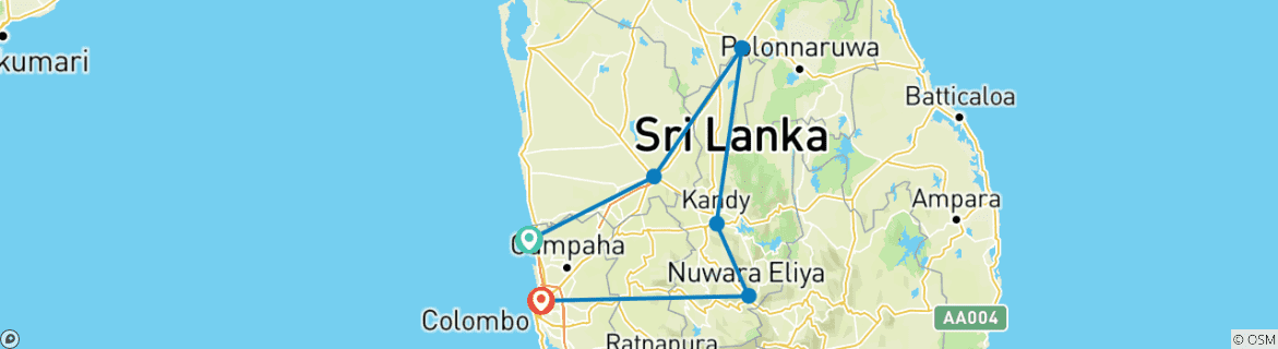 Image d'une carte montrant l'itinéraire du circuit