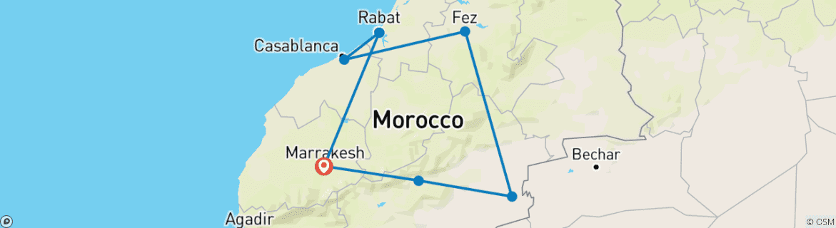 Image d'une carte montrant l'itinéraire du circuit