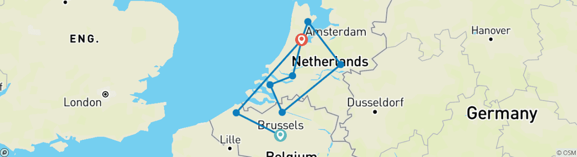 Image d'une carte montrant l'itinéraire du circuit