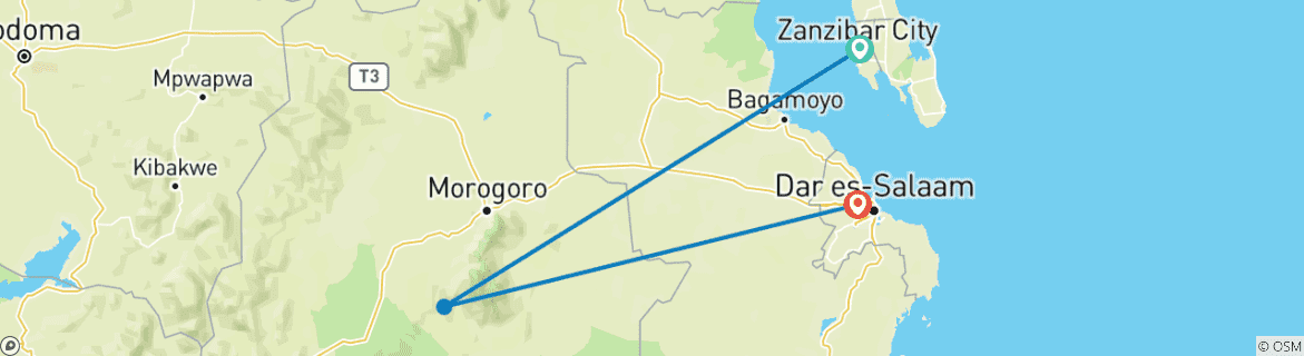 Foto van een kaart met de route van de rondreis