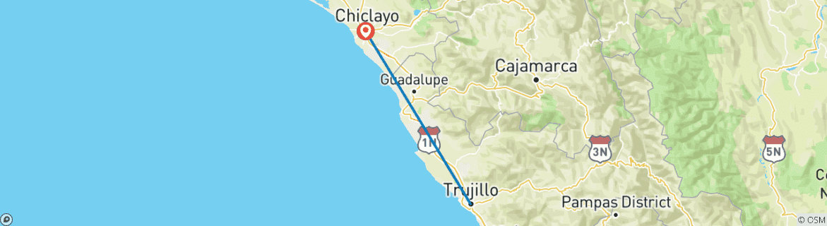 Foto van een kaart met de route van de rondreis