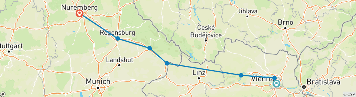 Foto van een kaart met de route van de rondreis