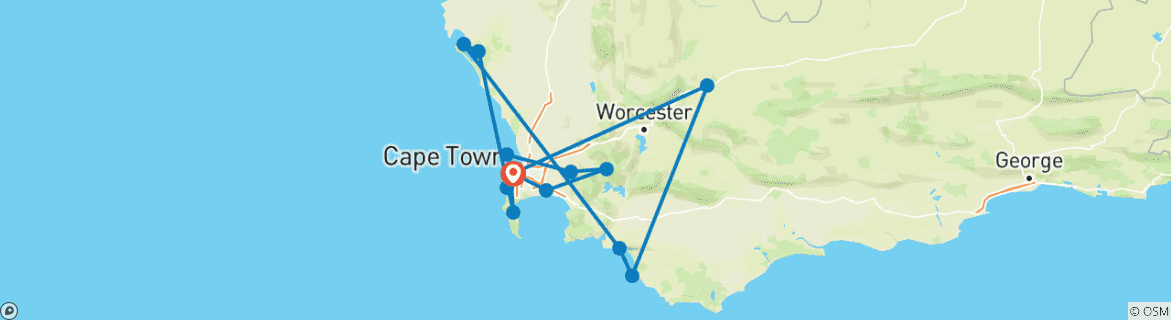 Foto van een kaart met de route van de rondreis