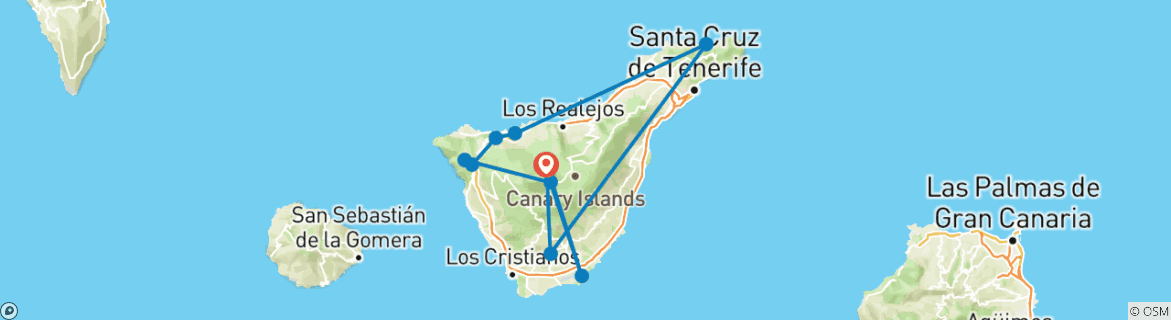 Carte du circuit Tenerife à fleur de peau - 7 jours entre volcans, océan et aventure