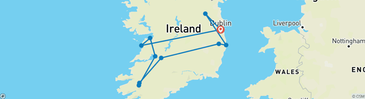 Image d'une carte montrant l'itinéraire du circuit