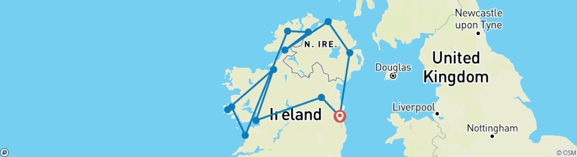 Image d'une carte montrant l'itinéraire du circuit