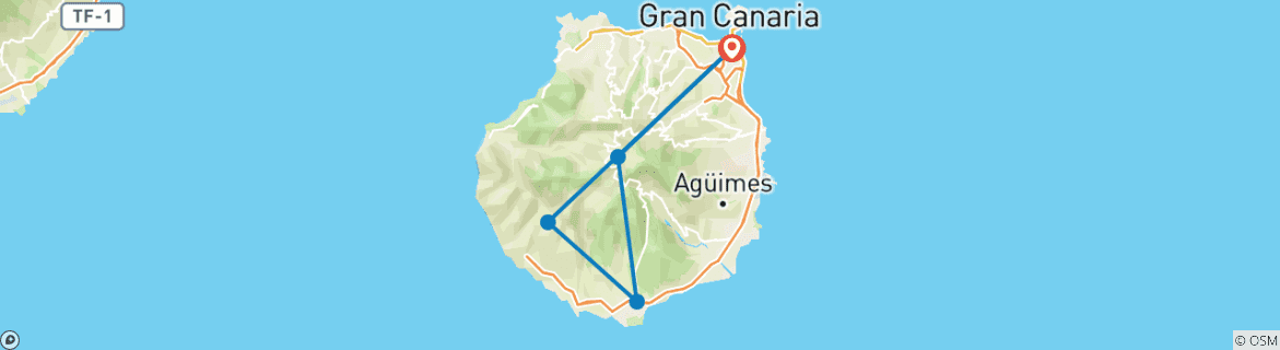 Carte du circuit Gran Canaria Express : un court voyage, de grandes expériences