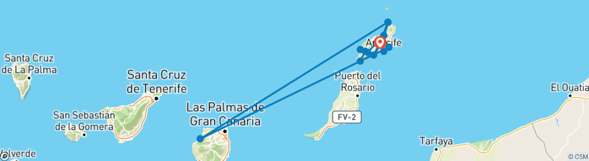 Carte du circuit Power Lanzarote : une semaine d'action