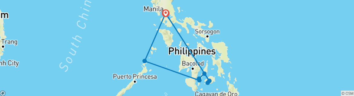 Image d'une carte montrant l'itinéraire du circuit