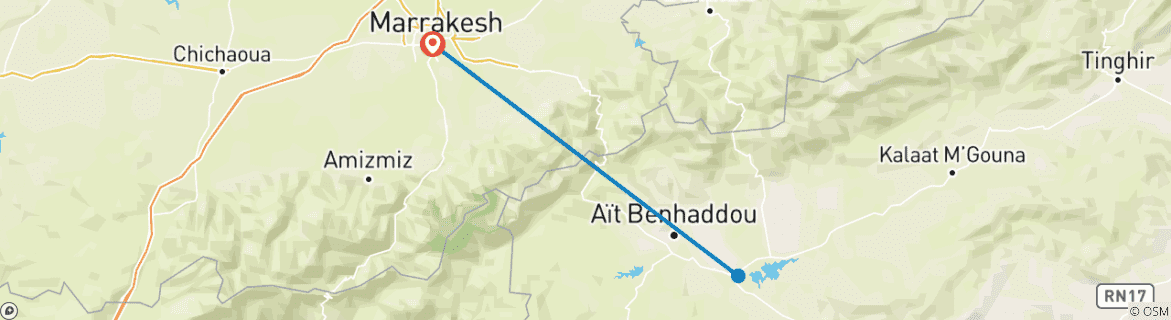 Karte mit der Reiseroute