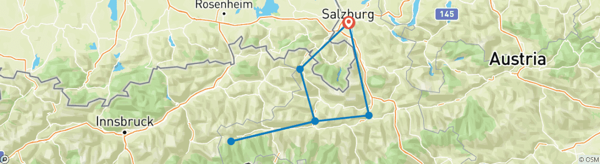 Foto van een kaart met de route van de rondreis