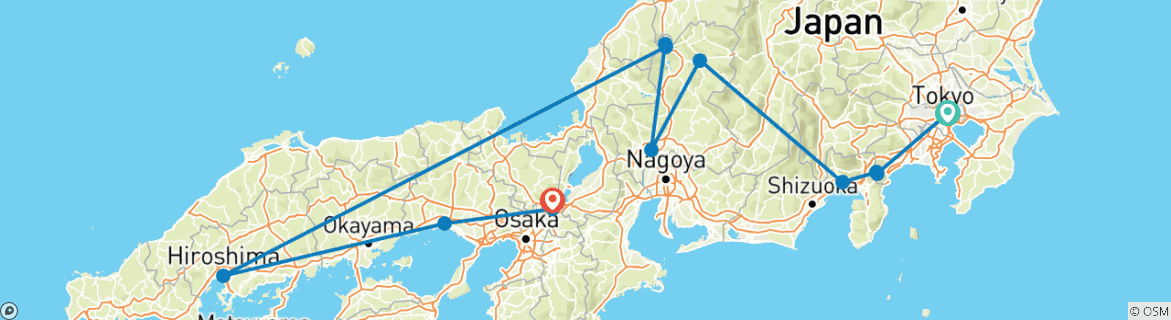 Image d'une carte montrant l'itinéraire du circuit