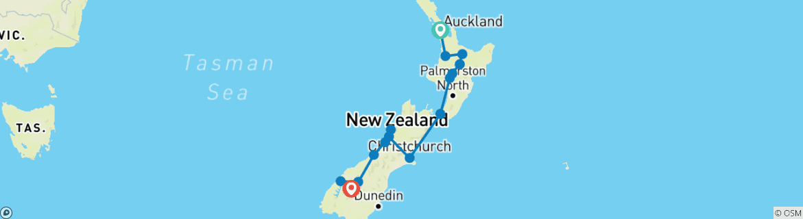 Image d'une carte montrant l'itinéraire du circuit