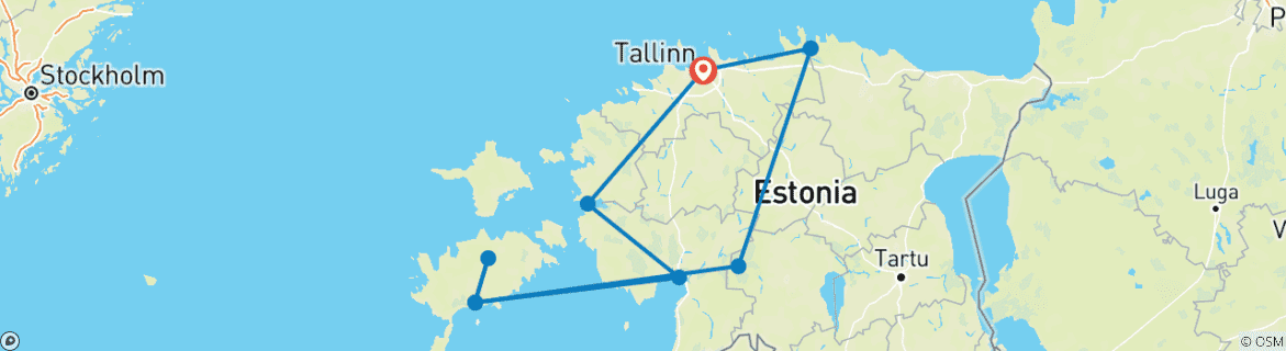 Image d'une carte montrant l'itinéraire du circuit