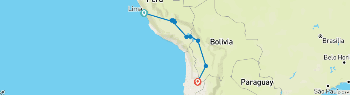 Carte du circuit Rencontre Pérou & Bolivie