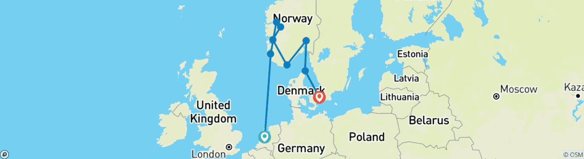 Foto van een kaart met de route van de rondreis