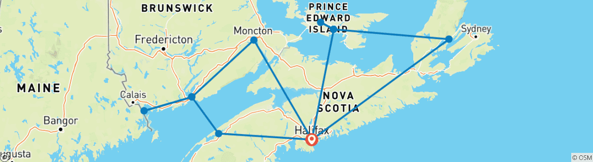 Karte mit der Reiseroute