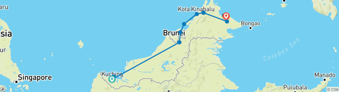 Image d'une carte montrant l'itinéraire du circuit