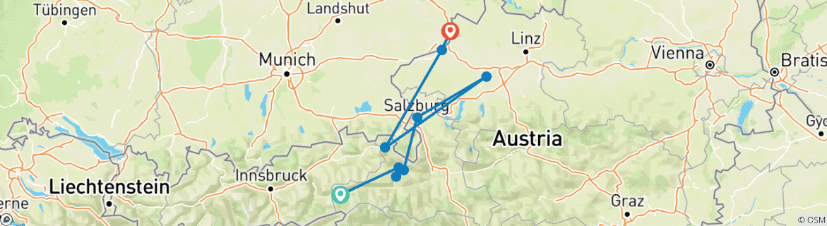 Karte mit der Reiseroute