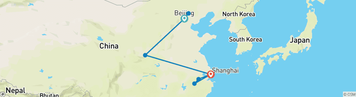 Image d'une carte montrant l'itinéraire du circuit