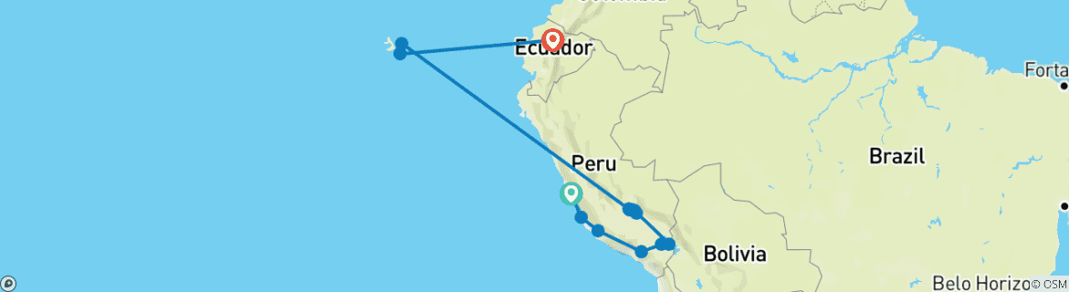 Carte du circuit Croisière majestueuse au Pérou et au sud des Galápagos (Grand Queen Beatriz)