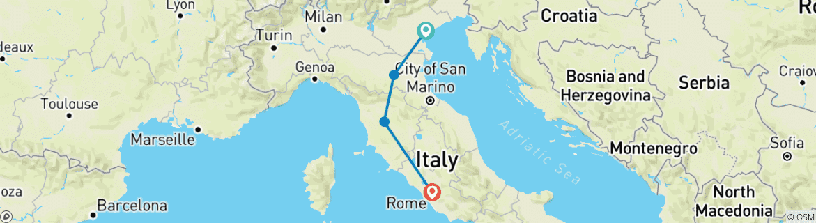 Image d'une carte montrant l'itinéraire du circuit