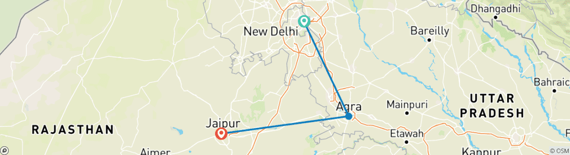 Foto van een kaart met de route van de rondreis