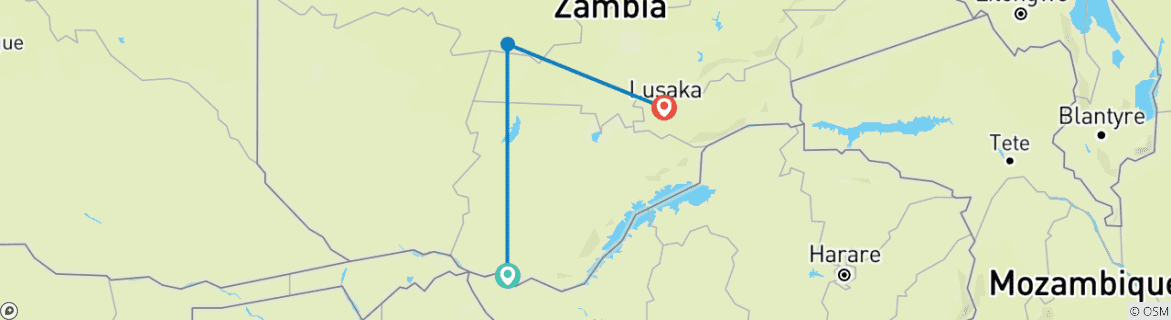 Karte von Kafue National Park von Süden nach Norden